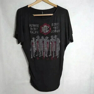 New Edition Singing Group Rhinestone Crystal T-shirt sz M Black